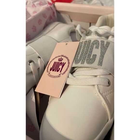 Juicy Couture Chaya white multi silver tennis wedge trainers Sneakers,10 nwot - Picture 4 of 7